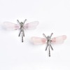JIC Gem 2Pcs Natural Rose Quartz Crystal Dragonfly Figurines Pink