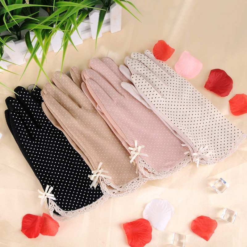 MarJunSep 4 Pairs Summer Women Dots Sun Uv Protection Gloves