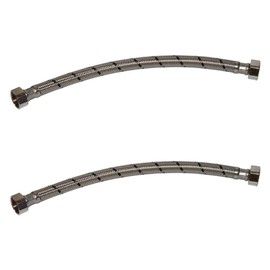 Aumix x2 (Pair) ½” x ½” inch BSP 9mm Bore 500mm Flexible Braided Pipe Kitchen Basin Monobloc Mixer Tap Connector Hose WRAS Approved