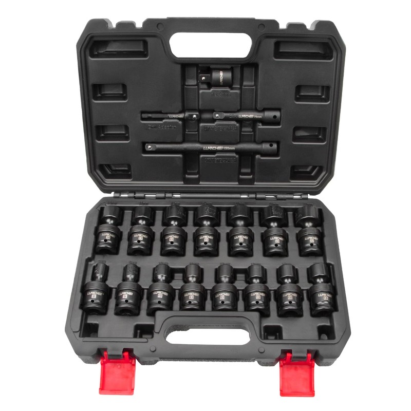 LLNDEI 3/8" Drive Universal Impact Socket Set, 19 Pieces CR-MO