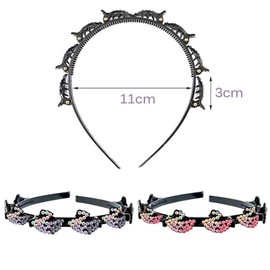 SSyang Pack of 2 Hair Bands with Twist Clip Hairstyle Aid Hair Band with Clips, Hair Twister Headband, Twist Clip Headband Girls Hair Accessories Double (Purple + Pink, Swan)