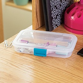 Sterilite 17248612 Caja pequeña dividida de plástico blanco de 8-1/2 pulgadas