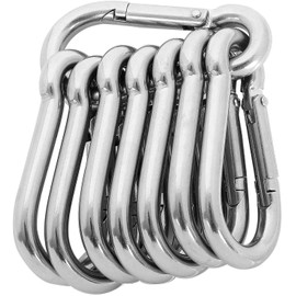 SENENQU Pack of 8 M8 Carabiner Stainless Steel 8 x 80 mm Carabiner Hooks Stainless Steel Load Capacity 500 kg / 1100 lb Hook Carabiner Hook Camping Hamc Swing - 80 mm x φ8 mm