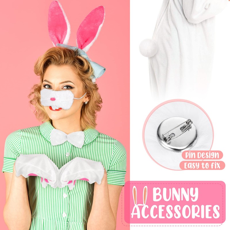 Vicenpal 8 Pieces Halloween Rabbit Costume Set Bunny Shoes Headband