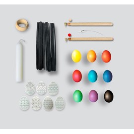 SOLOVEIKO Pysanky Egg Decorating Kit #2 with 2 Wax Pens (Fine+Heavy) + Wax + 9 Dyes+Stand+Wire