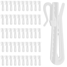 XLIUAX 50 Pcs Plastic Curtain Hooks, Pinch Pleat Curtain Hooks Curtains Hook for Drapes Drapery Hook Adjustable Shower Curtains With Ratchet for Window Door 70MM Length for Repair Replacement Fixing
