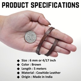 Leatherow Flat Genuine Leather Cord String Full Grain Cord Lace Cowhide Strips for Jewelry Making DIY Craft Projects Belts Keychains (Brown Distressed, 6 MM)