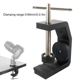 Diyeeni Clamp Mount with Ball Head Mount, Hot Shoe Adapter 1 / 4inch Screw, Adjustable Universal C Clamp Desktop Camera Mount with Rubber Pad for 0‑60mm