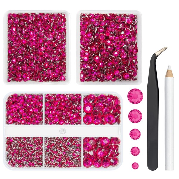 qiipii 5070PCS Rose Red Resin Crystal Rhinestones for Crafting Dark