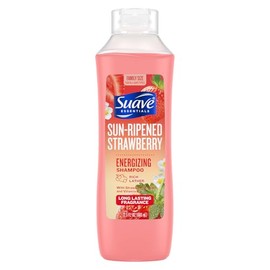 Suave Shampoo, Fresa madurada al sol, tamaño familiar, champú energizante con extracto de fresa y vitamina E, 22.5 onzas