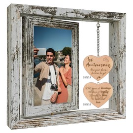 First Anniversary Rotating Photo Frame Gifts for Girlfriend, 1ST Paper Wedding Anniversary Photo Frame Gifts for Her Wife Couple (Dis Two 15x10 cm)