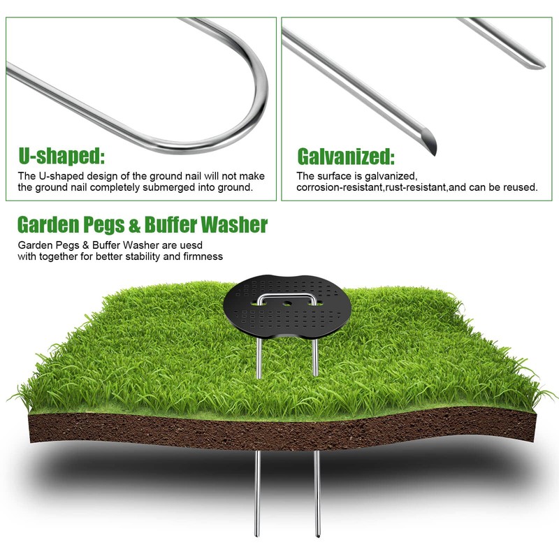100PCS Landscape Staples Set, 80Pcs Galvanized Garden Stakes and 20Pcs