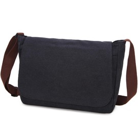 Lizbin Messenger Bag, Classic Vintage Messenger Bags, Canvas Messenger Bag, Shoulder Bag Crossbody Bag, Small Messenger Bag for Men Women, Crossbody Shoulder Bag Casual Work Bag (Black)