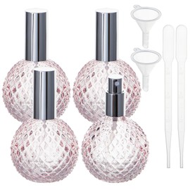 Yebeauty Vintage Perfume Spray Bottle, 4 Pack 3.4oz 100ml Pink Travel Perfume Bottles Empty Glass Perfume Travel Refillable, Perfume Atomizer Sprayer Bottle for Perfume Cologne, Essential Oils
