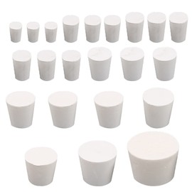 KINDPMA Pack of 22 Rubber Stoppers White Solid Rubber Stoppers in 10 Sizes Laboratory Plug Full Rubber Plug Laboratory Rubber Plug Tube Tank Bottle Push-in Sealing Plug
