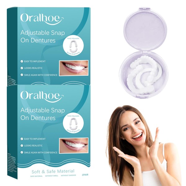 Bisienya 2 Pairs False Teeth,Clip in Veneers Teeth,Veneers Teeth,Adjustable Snap-On