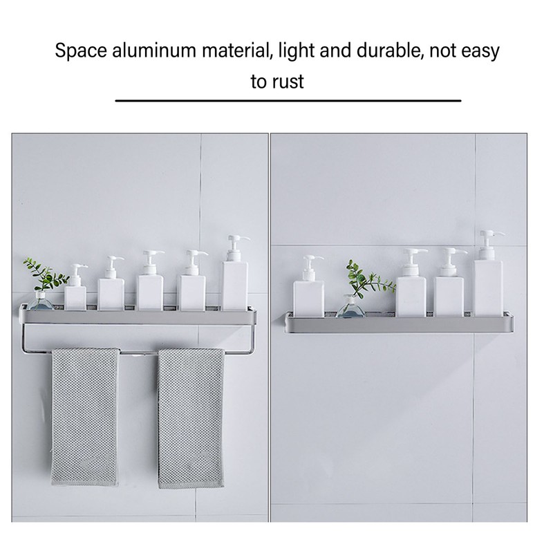 Bathroom Space Aluminum Shelf Bathroom Wall Mounted Drill Free Shelf