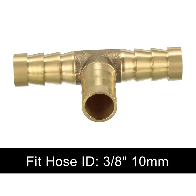 sourcing map 3/8" 10mm Brass Barb Hose Fitting Tee T