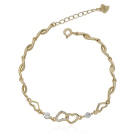 Meissa Infinity Love Charm Bracelet for Women 925 Sterling Silver Heart Bracelet Rose Gold Plated Link Chain Mother's Day Anniversay Wedding Bridal Jewelry Gifts, Gold