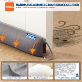 MAGZO Door Draft Stopper, 36 Inch Under Door Draft Blocker Noise Stopper, Weighted Wind Blocker Draft Guard for Bottom of Door, Gray
