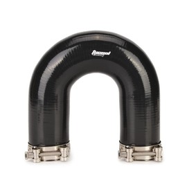 Tucool Racing Universal 4-Ply Reinforced Silicone 180 Degree U Bend Elbow Coupler Hose, U Shape Hose with T Bolt Clamps (Black ID 1.88" (48mm), Ctr Line Distance 5.11" (130mm),4-ply)