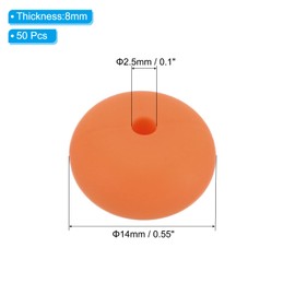 PATIKIL Cuentas de Silicona de 14mm, 50PCS Cuentas de Silicona a Granel Abacus Espaciadoras Lentejas Focales Lindas para Bolígrafos Llaveros Pulseras Collares, Naranja