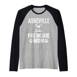 Vintage Asheville Frenchie Mom Gift French Bulldog Dog Lover Raglan Baseball Tee