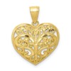 Solid 10k Yellow Gold Diamond-cut Filigree Heart Charm Pendant