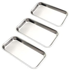 Caishun 3PCS Stainless Steel Trays 8.6 Inch Silver Lab Instrument Tool Pallet Instrument Panels for Dining Table Bathroom Vanities Countertops
