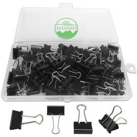 FZGUSYAF 80PCS Foldback Clips 15MM Black Paper Clamps Binder