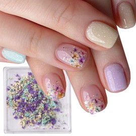 Dried Flowers for Nails, 3D Nail Dried Flower Sticker 1 Box Mixed Natural Flower Nail Decals Nail Charms Small Dried Flowers for Nails Art Resin DIY Craft Summer Nail Art Decorations