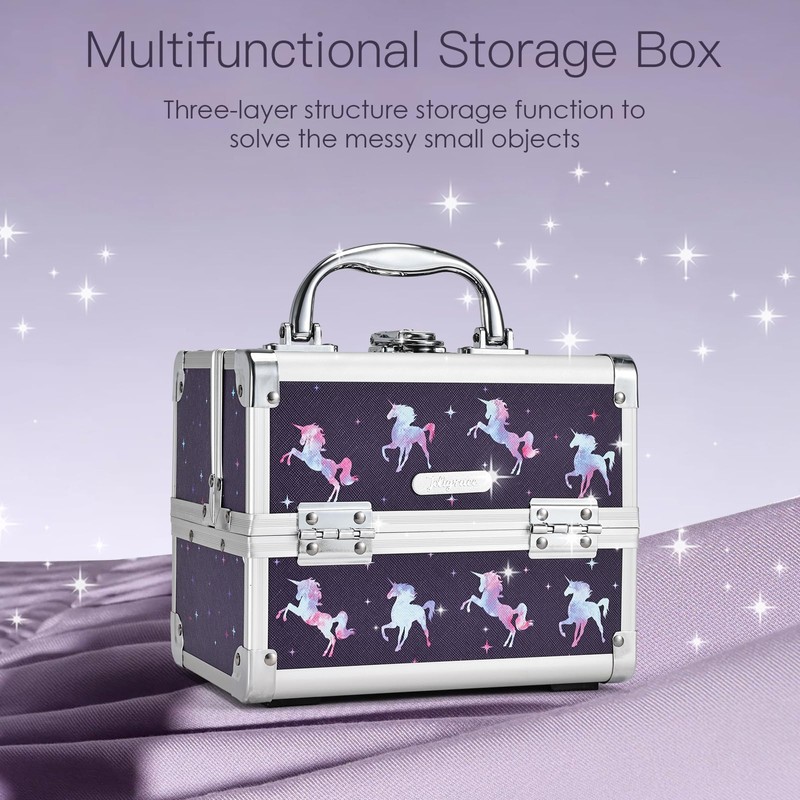 Joligrace Makeup Case for Girls Cosmetic Train Case Makeup Storage