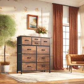 YITAHOME 10 Drawer Dresser, Dresser for Bedroom, Fabric Storage Dresser, Chest of Drawers for Living Room, Hallway, Closets