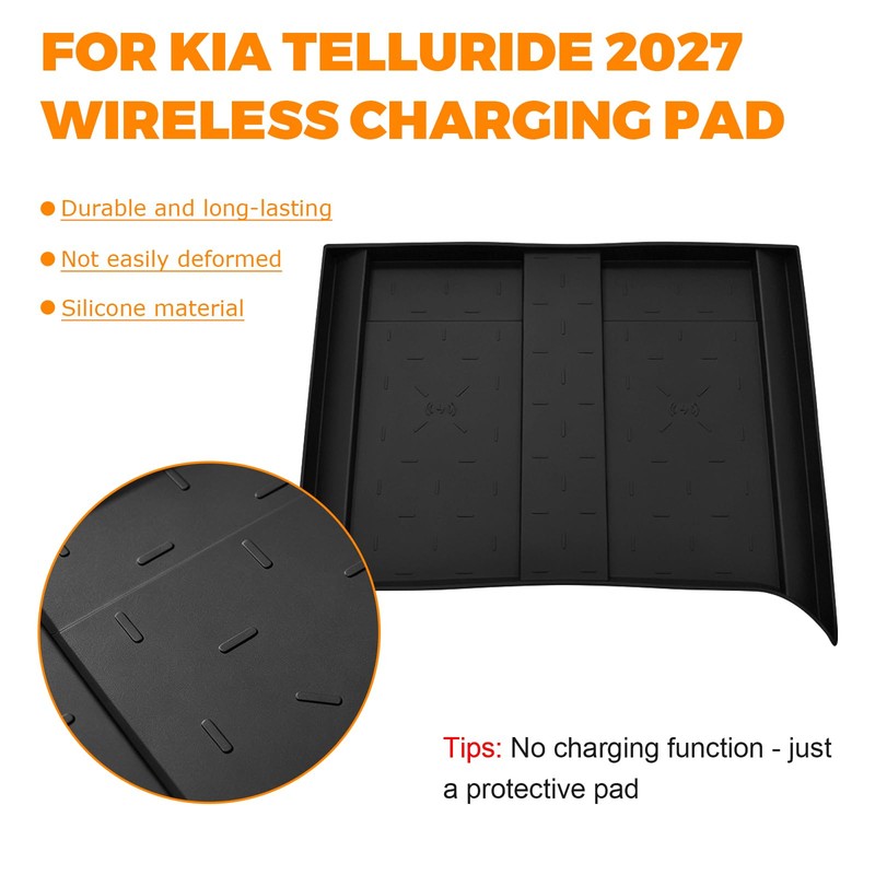 Wireless Charging for Kia Telluride Accessories 2027,Silicone Anti Slip Pad