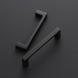Ravinte 15 Pack 4 inch Hole Centers Matte Black Cabinet Pulls Kitchen Cabinet Handles Solid Drawer Pulls Kitchen Cupboard Hardware Flat Black Square Bar Drawer Handles