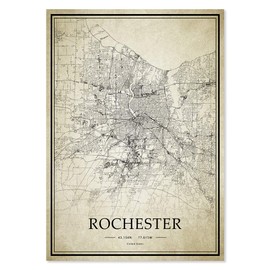 Rochester New York USA 20X28 inch Art City Map Vintage Painting Home Decor