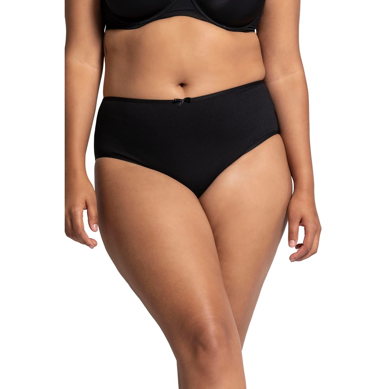 Ulla Popken Damen Slips, 5er-pack Taillenslip, Schwarz, 58-60 EU