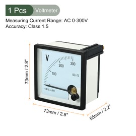 YOKIVE Analog Panel Voltmeter, CP-72 AC 0-300V Volt Meter Gauge, Great for Circuit Testing Measurement Equipment (White, Clear, Black, Square)