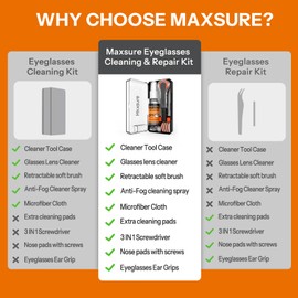 Glasses Cleaner,8 in 1 Glasses Cleaning Kit with 24H Anti Fog Eyeglass Cleaner Spray| Portable Glasses Cleaner Tool|Eye Glass Clean Cloths, Glasses Anti Slip with Soft Eyeglass Nose Pads & Ear Grip