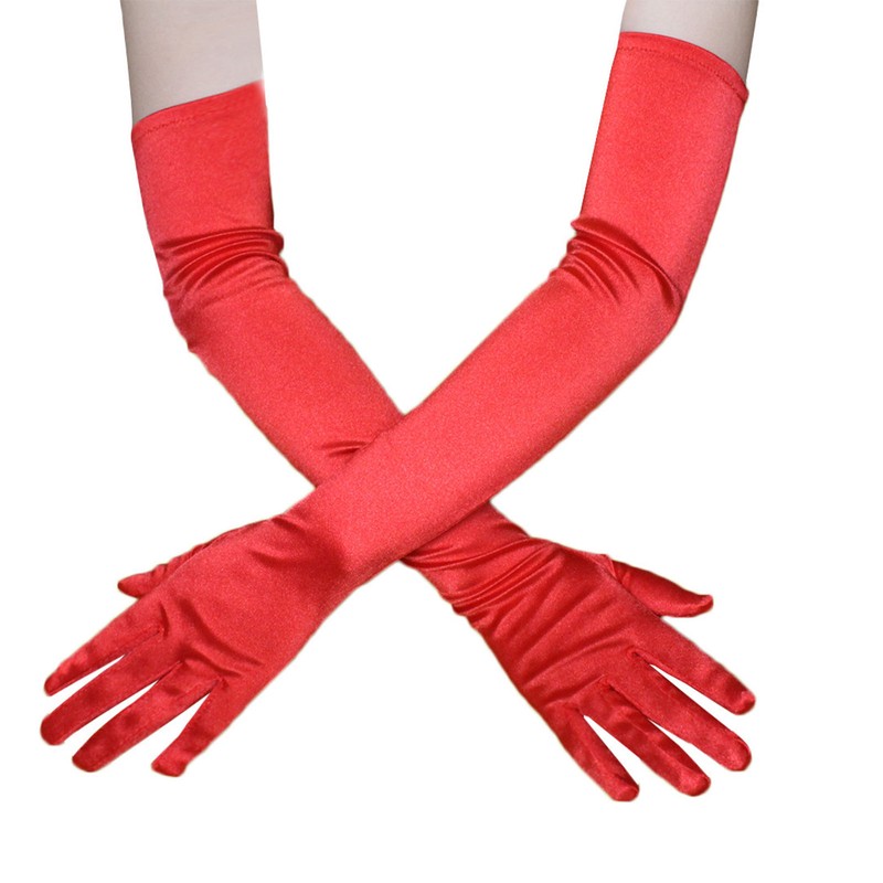 Long Satin Gloves Fashionable Stretch Long Evening Opera Satin Gloves