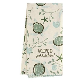 Karma Turtle Tea Towel - 100% Cotton Hand Towels for The Kitchen - Modern Home Decor - White/Green
