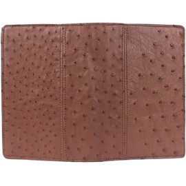 Genuine Ostrich Skin Leather Notebook Padfolio (Small, Brown)