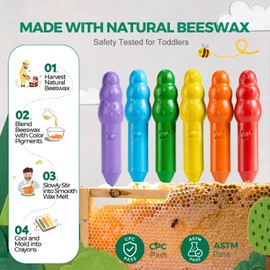 Jar Melo Jumbo Crayons for Toddlers 1-3, 16 Colors Non Toxic Beeswax Crayon