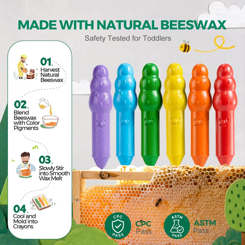 Jar Melo Jumbo Crayons for Toddlers 1-3, 16 Colors Non