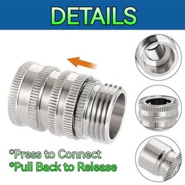 2026 New Stainless Steel Garden Hose Quick Connect Fittings Set, 3/4 Inch GHT Water Hose Quick Connect Fittings, Heavy Duty Quick Release Connector For Hoses And Sprayers (2*Pcs)