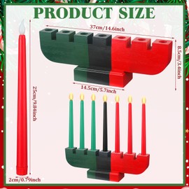 VIHOSE Kwanzaa Kinara Set Kwanzaa Dripless Taper Candles Set 3 Red 3 Green 1 Black Kwanzaa Wooden Candle Holder Battery Operated Kwanzaa Taper Candles LED Candles for Kwanzaa Table Centerpiece Decor