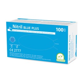 Medi-Inn Nitrile Blue Plus Disposable Gloves Size M Pack of 100 Blue Nitrile Disposable Gloves in Practical Dispenser Box Ideal for Hygiene Areas such as Food Industry Cosmetics and Much More, Latex Free