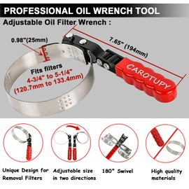 CAROTUPY Extra Large Oil Filter Wrench, Oil Filter Wrench Tool Fits Filter from 4-3/4"to 5-1/4" for Cars, Motorcycles and Trucks
