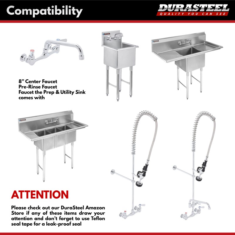 DuraSteel Wall Mount Faucet Installation Kit - Commercial Kitchen Faucet