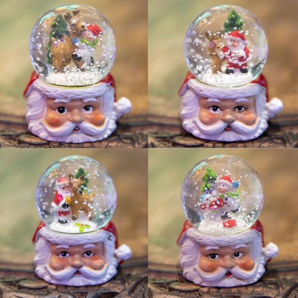 Christmas Mini Snowglobe Water Ball Snow Dome Features Santa,Reindeer,Snowman Scene